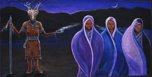 Three Sisters
 and the Deer Spirit
Sold - Prints available